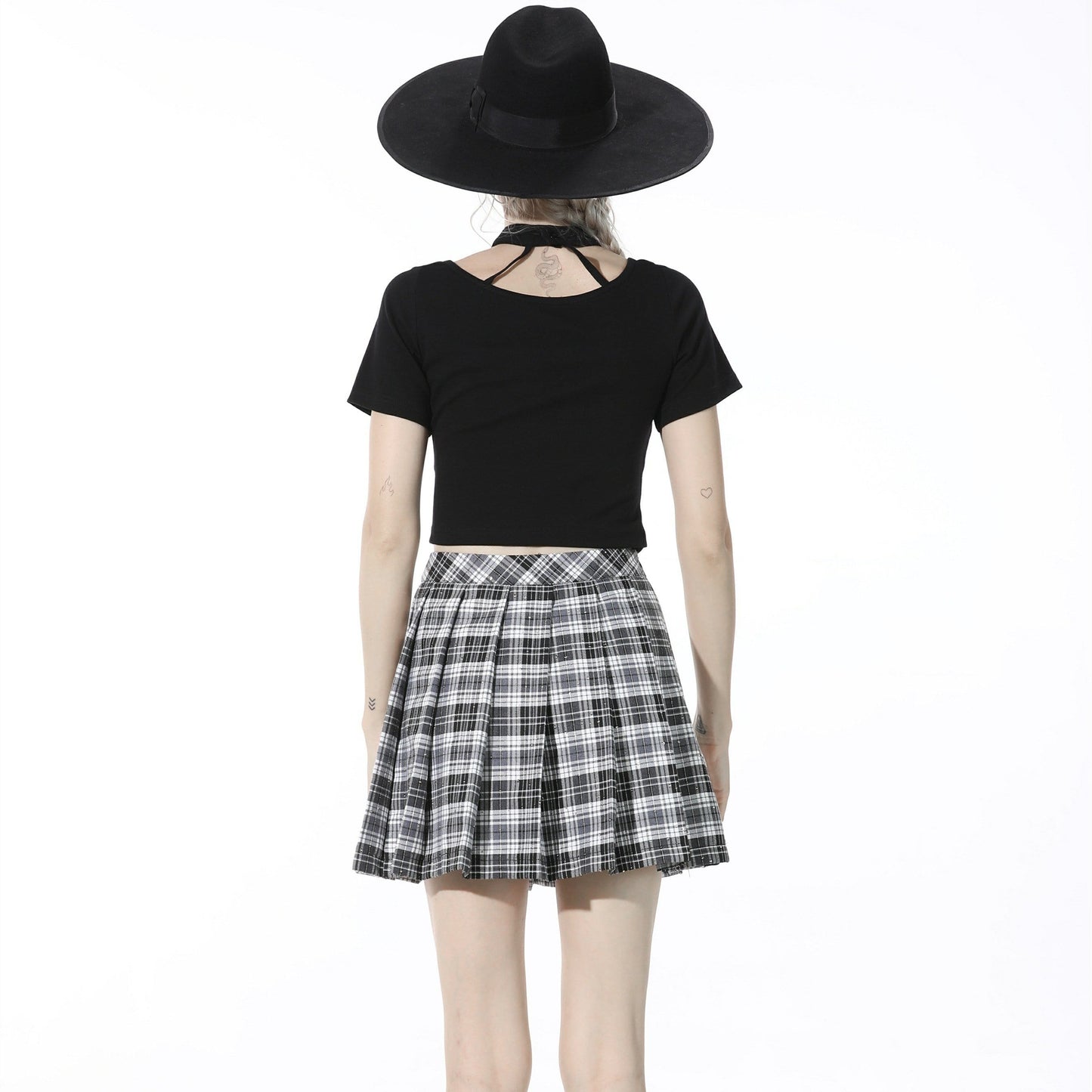 Gothic Plaid Pleated Short Skirt