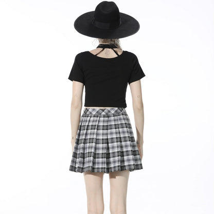Gothic Plaid Pleated Short Skirt