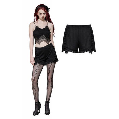 Gothic Ruffled Lace Splice Shorts