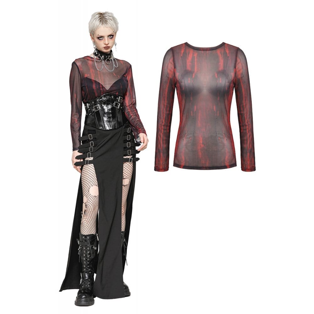 Gothic Tie-dyed Sheer Mesh Top