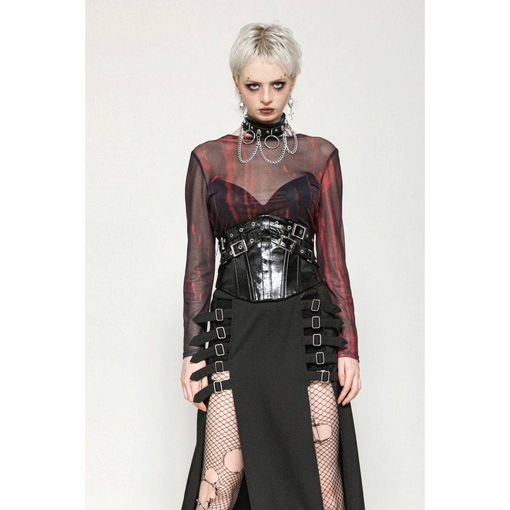 Gothic Tie-dyed Sheer Mesh Top