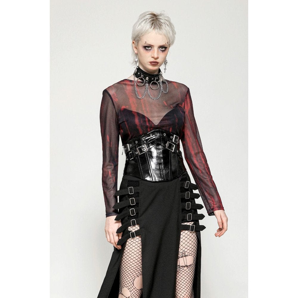 Gothic Tie-dyed Sheer Mesh Top