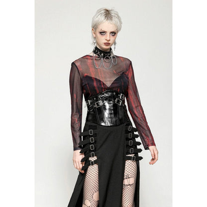 Gothic Tie-dyed Sheer Mesh Top