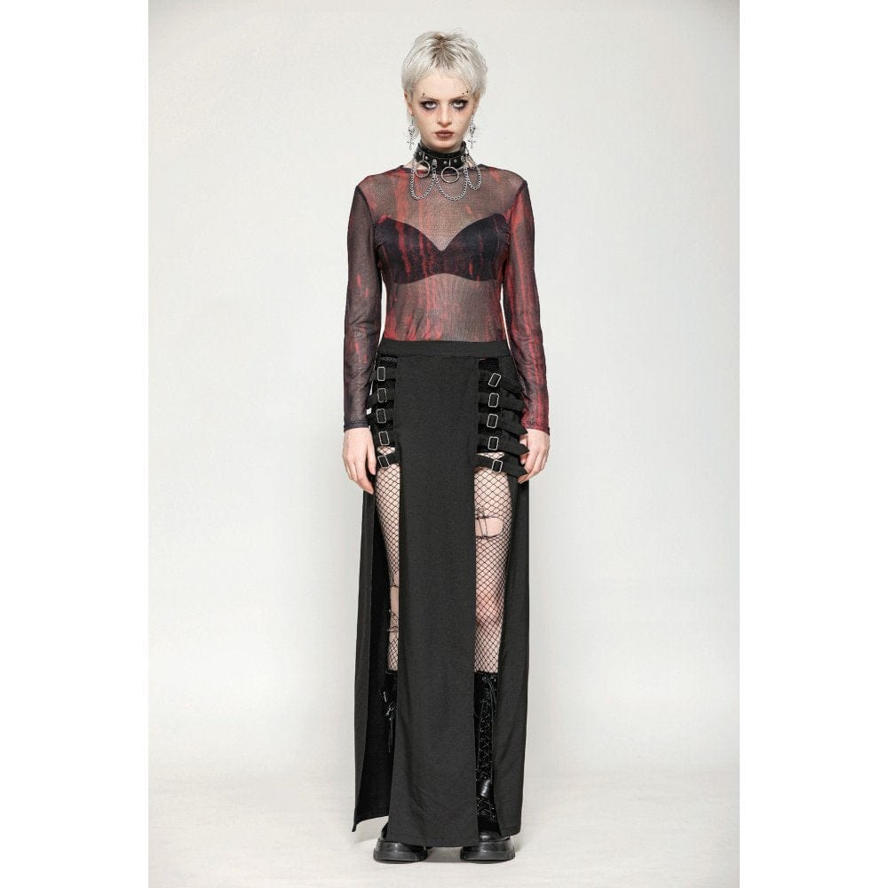 Gothic Tie-dyed Sheer Mesh Top