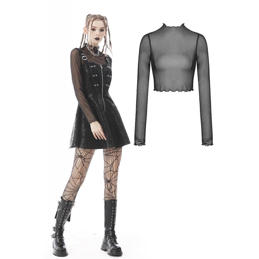 Punk Irregular Mesh Sheer Top