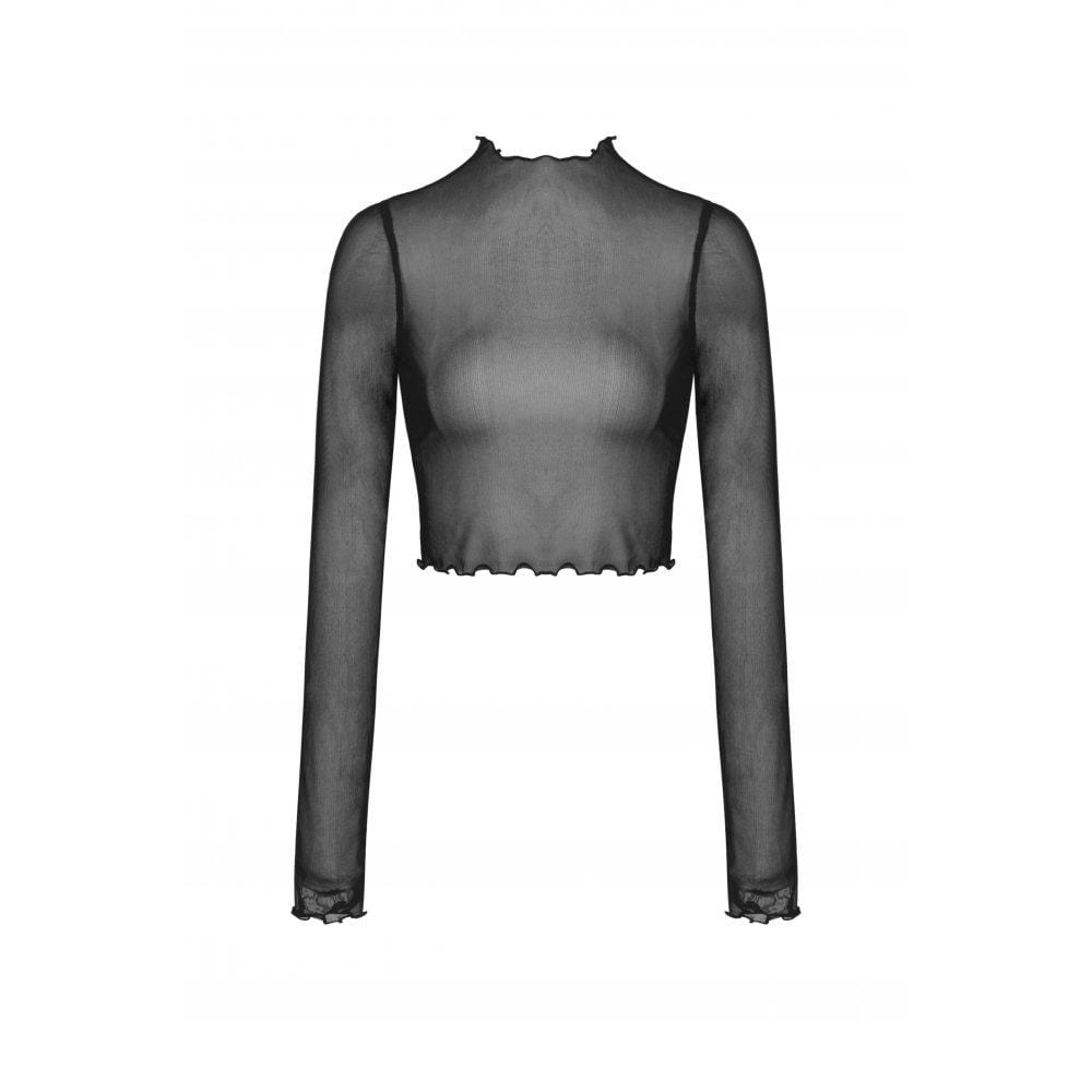 Punk Irregular Mesh Sheer Top
