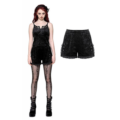 Punk Ruffled Lace Splice Embossed Shorts