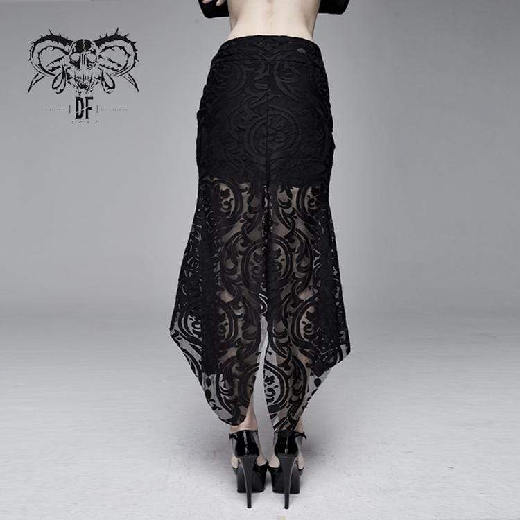 Goth Floral Translucent Fishtail Skirt