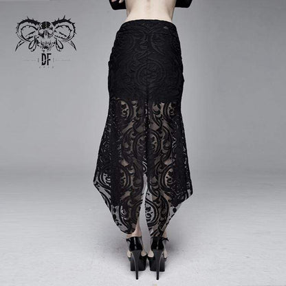 Goth Floral Translucent Fishtail Skirt