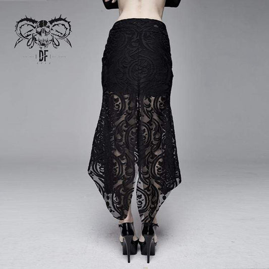 Goth Floral Translucent Fishtail Skirt