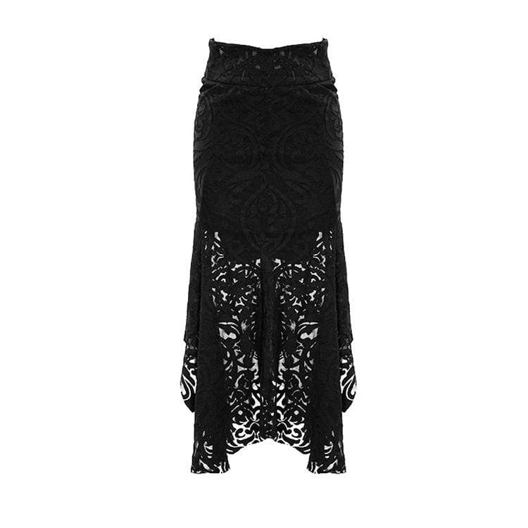 Goth Floral Translucent Fishtail Skirt