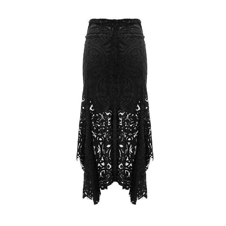 Goth Floral Translucent Fishtail Skirt