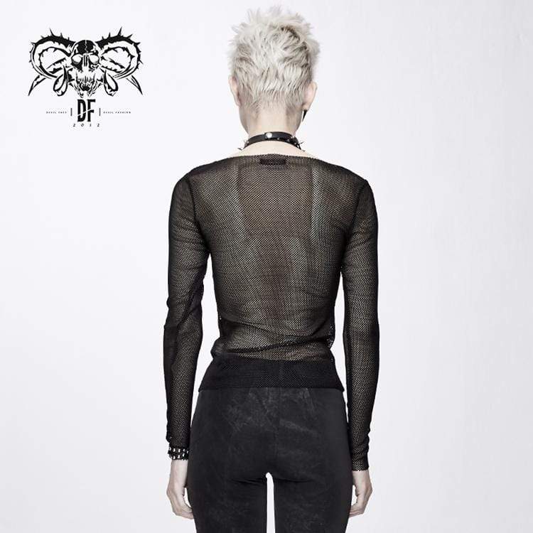 Goth Skull Sheer Mesh Tops
