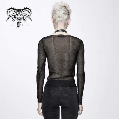 Goth Skull Sheer Mesh Tops