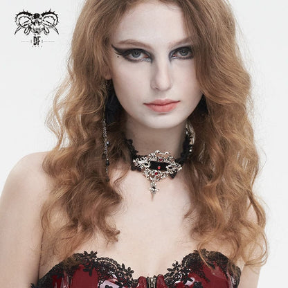Gothic Beaded Lace Hem Necklace