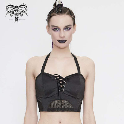 Gothic Black Lace-up Bustiers Bikini Tops