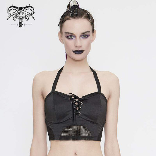 Gothic Black Lace-up Bustiers Bikini Tops