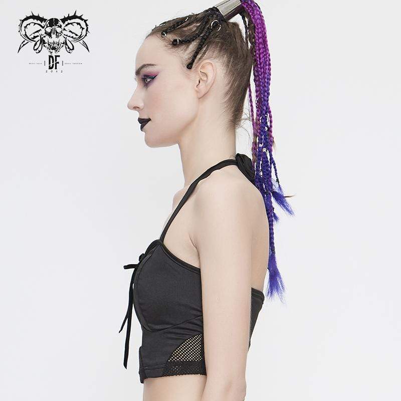 Gothic Black Lace-up Bustiers Bikini Tops