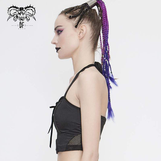 Gothic Black Lace-up Bustiers Bikini Tops