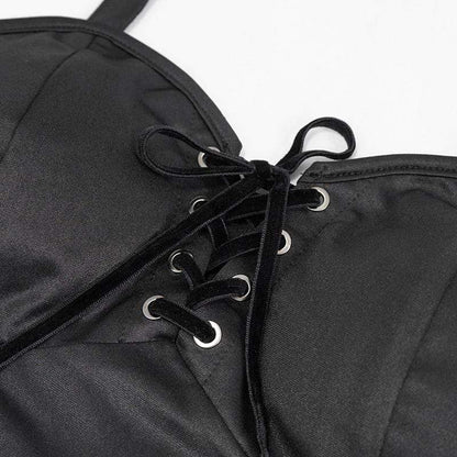 Gothic Black Lace-up Bustiers Bikini Tops