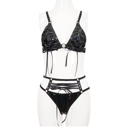 Gothic Strappy Butterfly Bustier with Lingerie