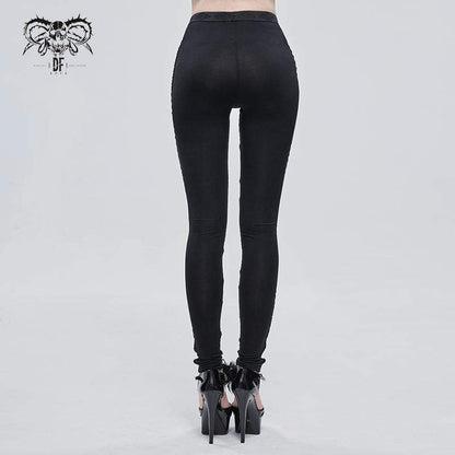 Gothic Strappy Printed Leggings White