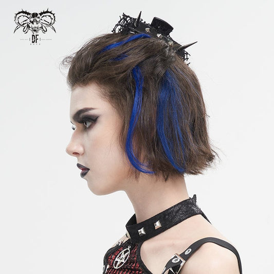 Gothic Studded Mesh Splice Faux Leather Hair Claw