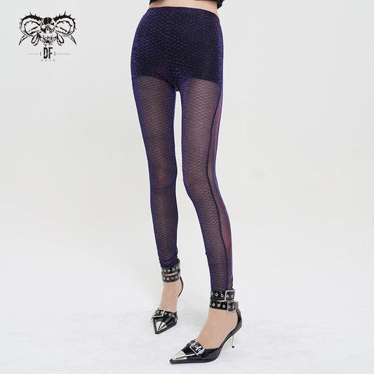 Grunge Chromatic Scaly Sheer Mesh Leggings