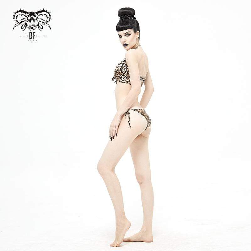 Grunge Leopard Printed Halterneck Side Tie Bikini