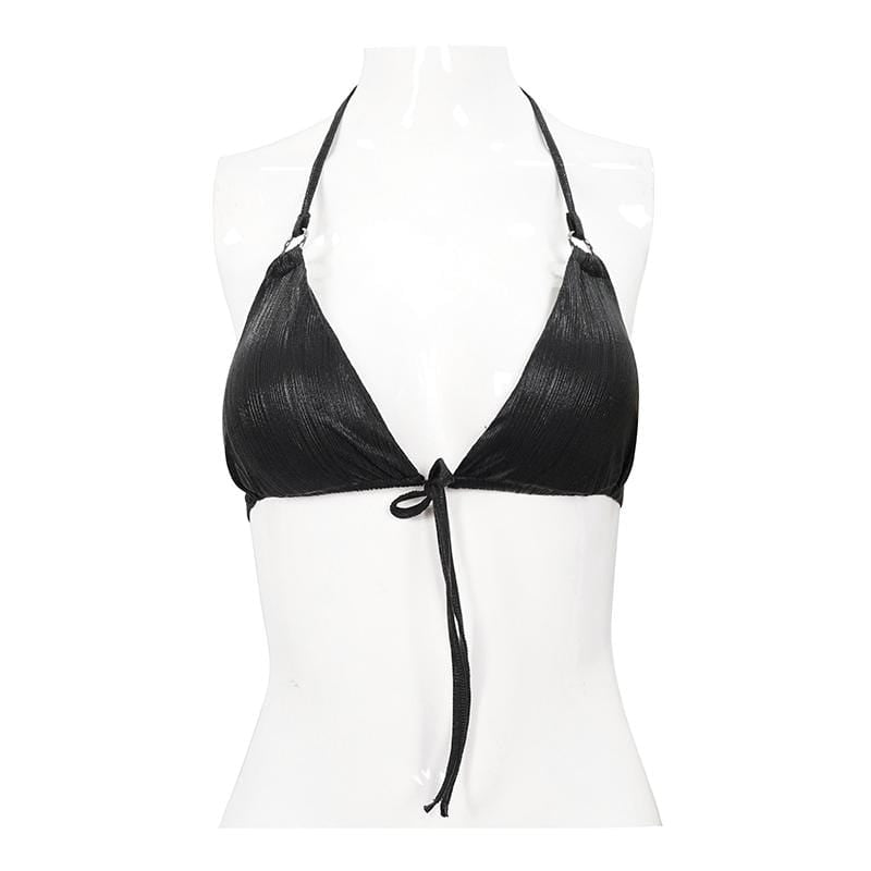 Punk Black Triangle Halterneck Bikini Top