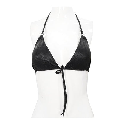 Punk Black Triangle Halterneck Bikini Top