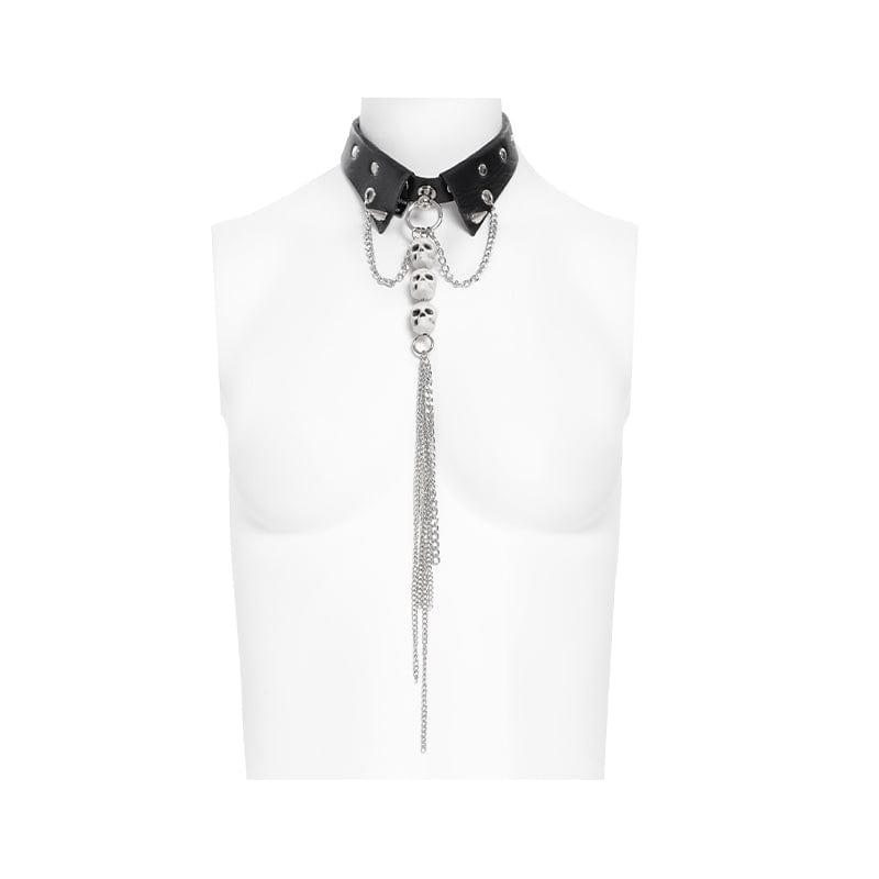 Punk Skull Rivets Chain Choker