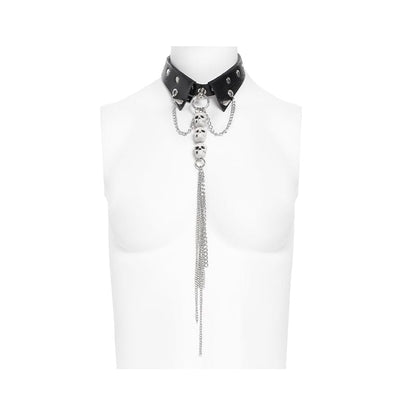Punk Skull Rivets Chain Choker
