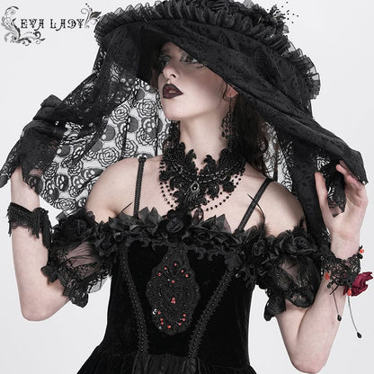 Gothic Floral Embroidered Beaded Choker