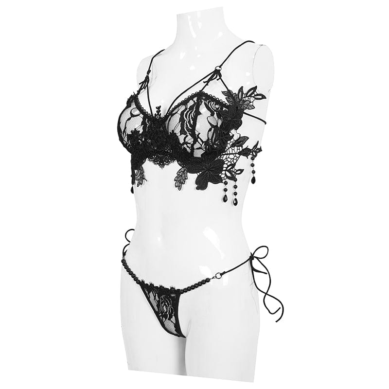 Gothic Sexy Crochet Bra Lingerie Set