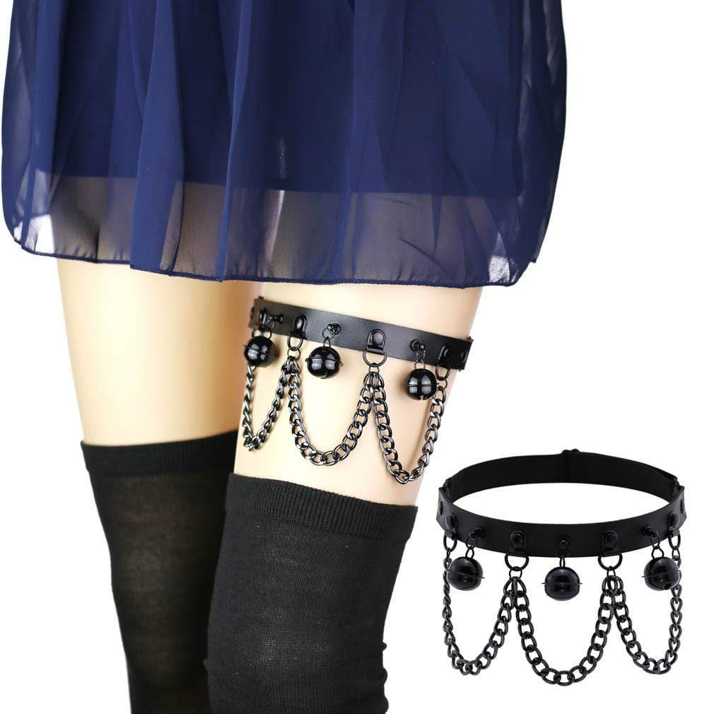 Gothic Chain Leg Harnesses With Tinkle Bell