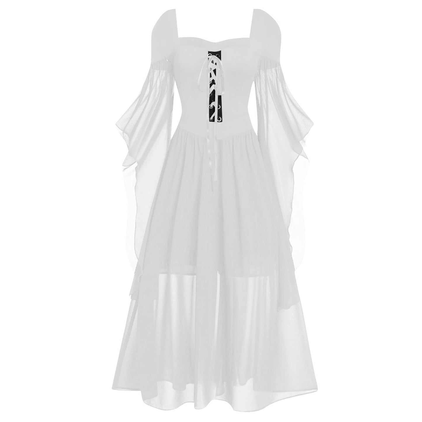 Gothic Contrast Color Lace-up Witch Dress
