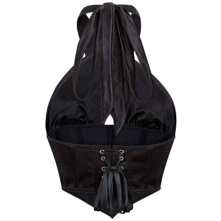 Gothic Cross Halter Neck Lace-up Overbust Corset