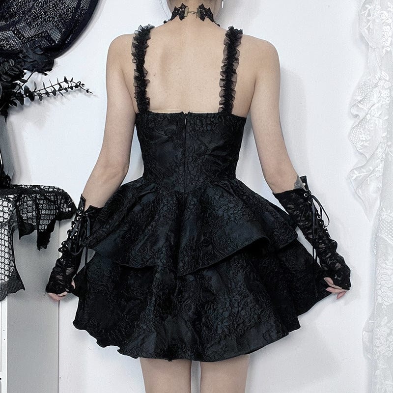 Gothic Embossed Layered Corset Slip Dress Graduation Dress