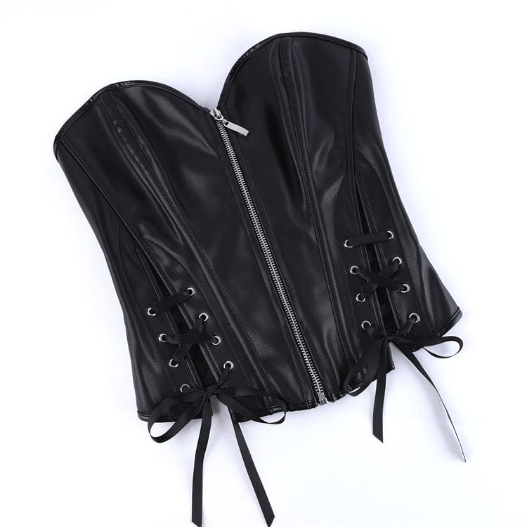 Gothic Irregular Lace-up zip Overbust Corset