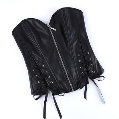 Gothic Irregular Lace-up zip Overbust Corset