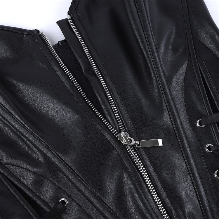 Gothic Irregular Lace-up zip Overbust Corset