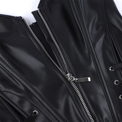 Gothic Irregular Lace-up zip Overbust Corset