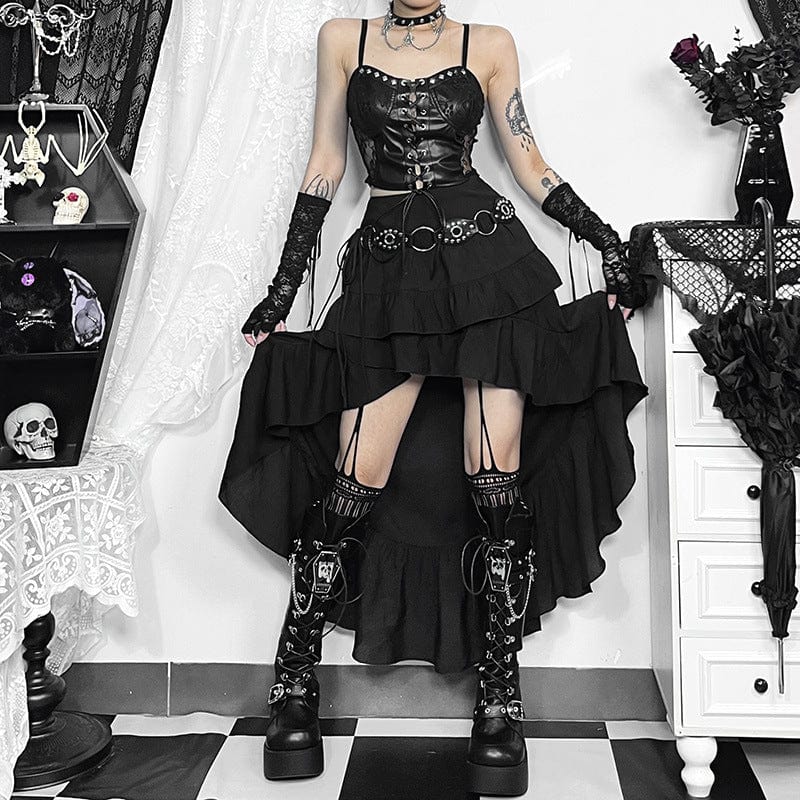 Gothic Irregular Ruffled Layered Skirt