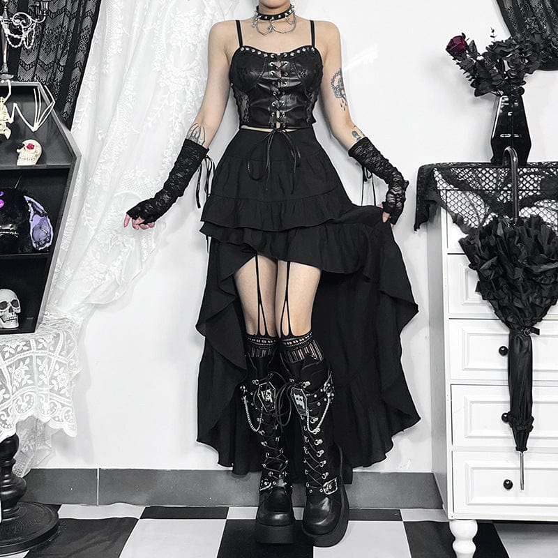 Gothic Irregular Ruffled Layered Skirt