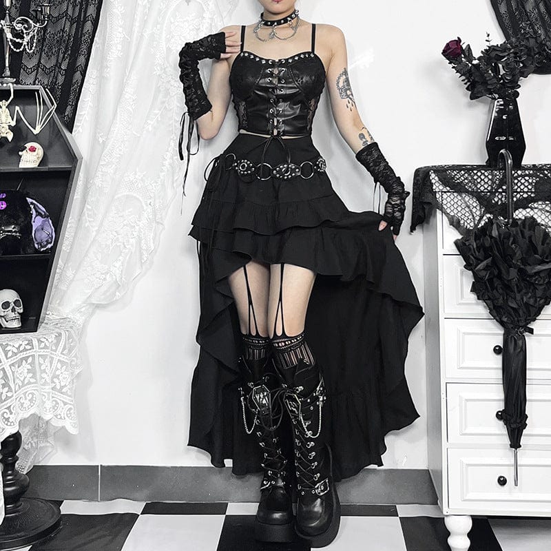 Gothic Irregular Ruffled Layered Skirt