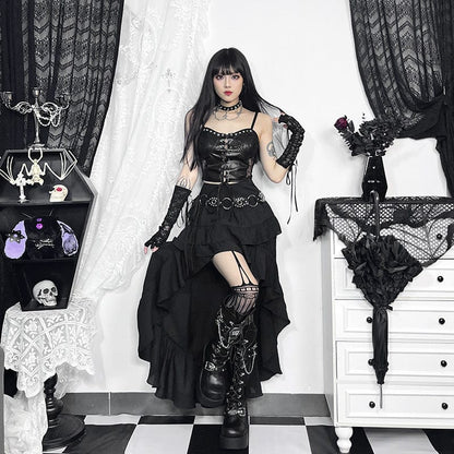 Gothic Irregular Ruffled Layered Skirt