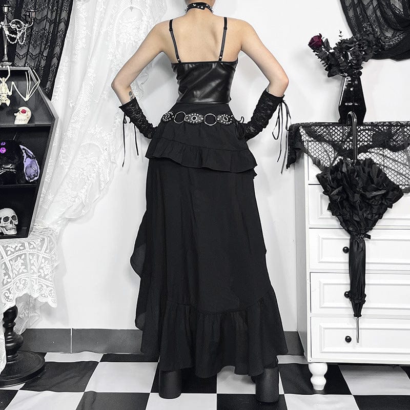 Gothic Irregular Ruffled Layered Skirt