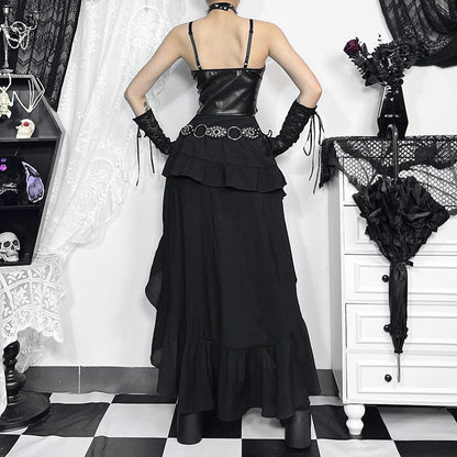 Gothic Irregular Ruffled Layered Skirt