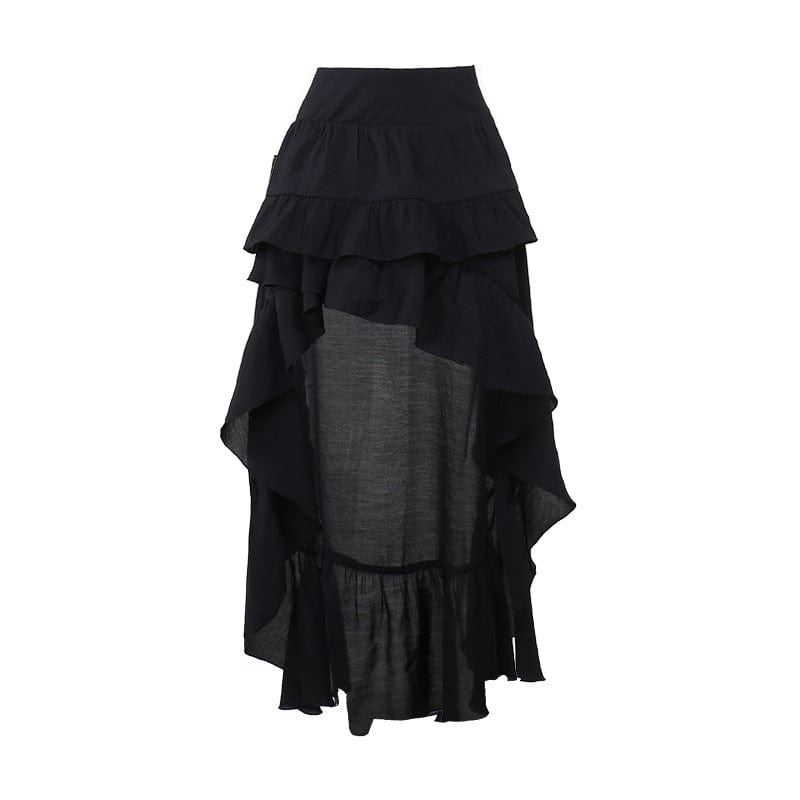 Gothic Irregular Ruffled Layered Skirt